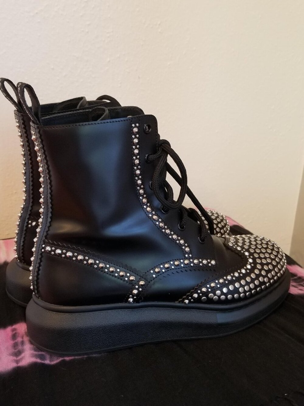 Alexander McQueen Studded Leather Platform Combat Boots size 8.5 - Picture 4 of 16